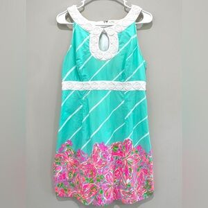 Lilly Pulitzer Dress Mini Sz 8 Fluorescent Candice Crash Landing Sand Butterfly